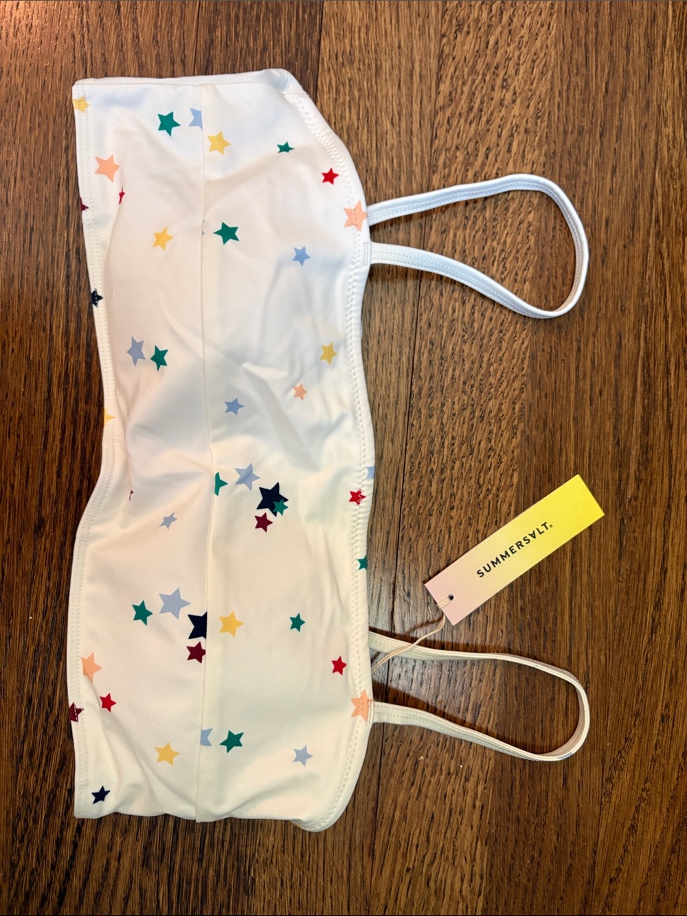 Summer salt women’s White Star-Print Bandeau bikini top